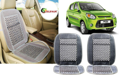 Selifaur Velvet, Wooden Bead Seating Pad For  Maruti Suzuki Alto 800(Front Seats, Back Seats, Office Chair Grey)