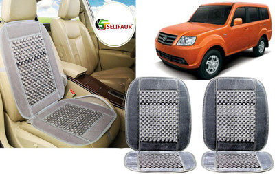 Selifaur Velvet, Wooden Bead Seating Pad For  Tata Sumo Grand(Front Seats, Back Seats, Office Chair Grey)