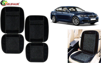 Selifaur Velvet, Wooden Bead Seating Pad For  BMW 520d(Front Seats, Back Seats, Office Chair Black)