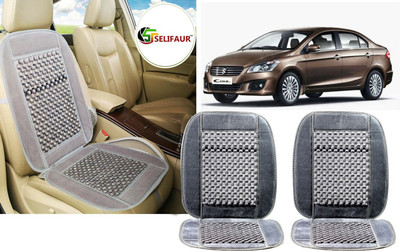 Selifaur Velvet, Wooden Bead Seating Pad For  Maruti Suzuki Ciaz(Front Seats, Back Seats, Office Chair Grey)