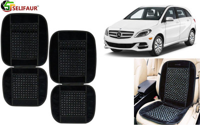 Selifaur Velvet, Wooden Bead Seating Pad For  Mercedes Benz B-Class(Front Seats, Back Seats, Office Chair Black)