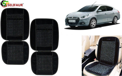 Selifaur Velvet, Wooden Bead Seating Pad For  Renault Scala(Front Seats, Back Seats, Office Chair Black)