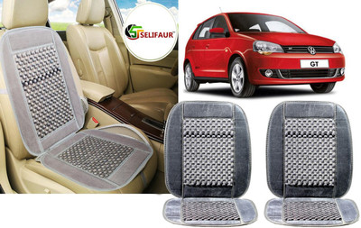 Selifaur Velvet, Wooden Bead Seating Pad For  Volkswagen Polo GT(Front Seats, Back Seats, Office Chair Grey)