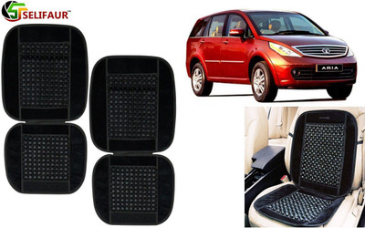 Selifaur Velvet, Wooden Bead Seating Pad For  Tata Aria(Front Seats, Back Seats, Office Chair Black)