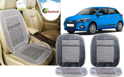Selifaur Velvet, Wooden Bead Seating Pad For  Hyundai Elite i20(Front Seats, Back Seats, Office Chair Grey)