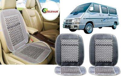 Selifaur Velvet, Wooden Bead Seating Pad For  Tata Winger(Front Seats, Back Seats, Office Chair Grey)
