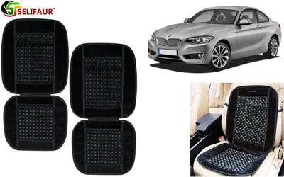 Selifaur Velvet, Wooden Bead Seating Pad For  BMW 2 Series(Front Seats, Back Seats, Office Chair Black)