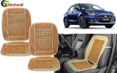 Selifaur Velvet, Wooden Bead Seating Pad For  Maruti Suzuki Swift Dzire(Front Seats, Back Seats, Office Chair Beige)
