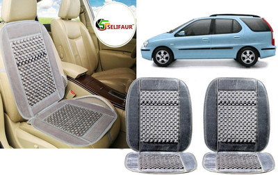 Selifaur Velvet, Wooden Bead Seating Pad For  Tata Indigo Marina(Front Seats, Back Seats, Office Chair Grey)