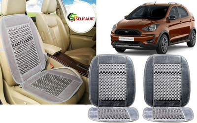 Selifaur Velvet, Wooden Bead Seating Pad For  Ford Aspire(Front Seats, Back Seats, Office Chair Grey)