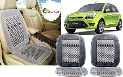 Selifaur Velvet, Wooden Bead Seating Pad For  Ford Figo(Front Seats, Back Seats, Office Chair Grey)