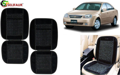 Selifaur Velvet, Wooden Bead Seating Pad For  Chevrolet Optra(Front Seats, Back Seats, Office Chair Black)