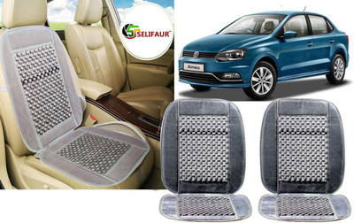 Selifaur Velvet, Wooden Bead Seating Pad For  Volkswagen Universal For Car(Front Seats, Back Seats, Office Chair Grey)