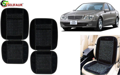 Selifaur Velvet, Wooden Bead Seating Pad For  Mercedes Benz E240(Front Seats, Back Seats, Office Chair Black)