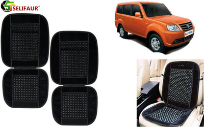Selifaur Velvet, Wooden Bead Seating Pad For  Tata Grand Dicor(Front Seats, Back Seats, Office Chair Black)
