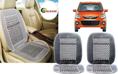 Selifaur Velvet, Wooden Bead Seating Pad For  Maruti Suzuki Alto K10(Front Seats, Back Seats, Office Chair Grey)