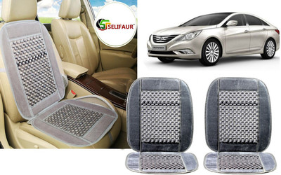 Selifaur Velvet, Wooden Bead Seating Pad For  Hyundai Sonata Embera(Front Seats, Back Seats, Office Chair Grey)