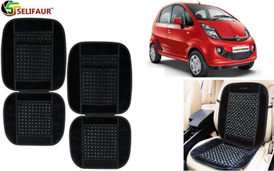 Selifaur Velvet, Wooden Bead Seating Pad For  Tata Nano(Front Seats, Back Seats, Office Chair Black)