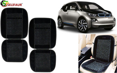 Selifaur Velvet, Wooden Bead Seating Pad For  BMW I3(Front Seats, Back Seats, Office Chair Black)