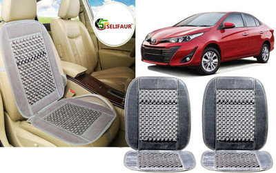 Selifaur Velvet, Wooden Bead Seating Pad For  Toyota Universal For Car(Front Seats, Back Seats, Office Chair Grey)