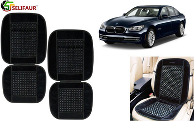 Selifaur Velvet, Wooden Bead Seating Pad For  BMW 7 Series(Front Seats, Back Seats, Office Chair Black)