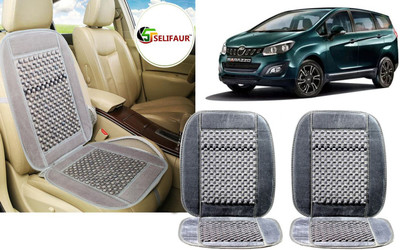 Selifaur Velvet, Wooden Bead Seating Pad For  Mahindra ML(Front Seats, Back Seats, Office Chair Grey)