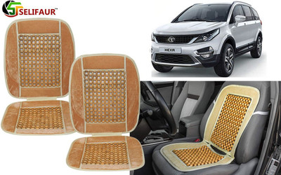 Selifaur Velvet, Wooden Bead Seating Pad For  Tata Universal For Car(Front Seats, Back Seats, Office Chair Beige)