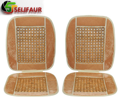 Selifaur Velvet, Wooden Bead Seating Pad For  Universal For Car Universal For Car(Front Seats, Back Seats, Office Chair Beige)