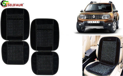 Selifaur Velvet, Wooden Bead Seating Pad For  Renault Duster(Front Seats, Back Seats, Office Chair Black)