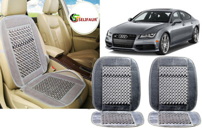 Selifaur Velvet, Wooden Bead Seating Pad For  Audi S7(Front Seats, Back Seats, Office Chair Grey)
