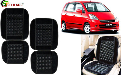 Selifaur Velvet, Wooden Bead Seating Pad For  Maruti Suzuki Universal For Car(Front Seats, Back Seats, Office Chair Black)