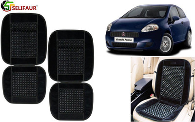Selifaur Velvet, Wooden Bead Seating Pad For  Fiat Grand Punto(Front Seats, Back Seats, Office Chair Black)