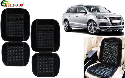 Selifaur Velvet, Wooden Bead Seating Pad For  Audi Q7(Front Seats, Back Seats, Office Chair Black)