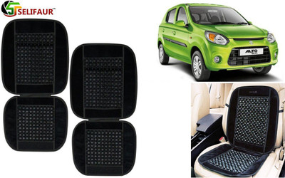 Selifaur Velvet, Wooden Bead Seating Pad For  Maruti Suzuki Alto 800(Front Seats, Back Seats, Office Chair Black)