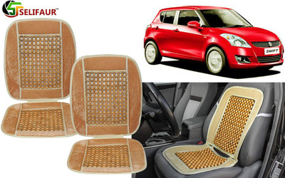 Selifaur Velvet, Wooden Bead Seating Pad For  Maruti Suzuki Swift(Front Seats, Back Seats, Office Chair Beige)