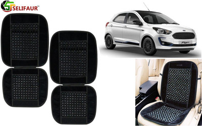 Selifaur Velvet, Wooden Bead Seating Pad For  Ford Figo(Front Seats, Back Seats, Office Chair Black)