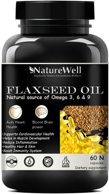 Naturewell Flaxseed extract capsules Omega 369 60 capsules (Triple Strenth) (Silver)(60 No)