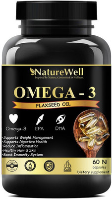 Naturewell Flaxseed extract capsules Omega 3 60 capsules (Triple Strenth) (Gold)(60 No)