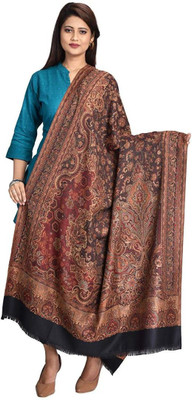 Kashmiri queen Wool Self Design Men, Women Shawl(Brown)
