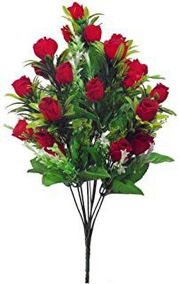 ENDECOR Red Rose Artificial Flower(17 inch, Pack of 1, Flower Bunch)