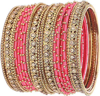 YOCAST JEWELS Metal, Fabric Zircon Bangle Set(Pack of 20)