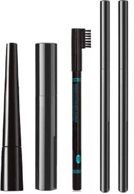 TheTopNotch Eyebrow Pencil Black & Menow Liquid EyeLiner & Menow Mascara & kajal2 pcs(5 Items in the set)