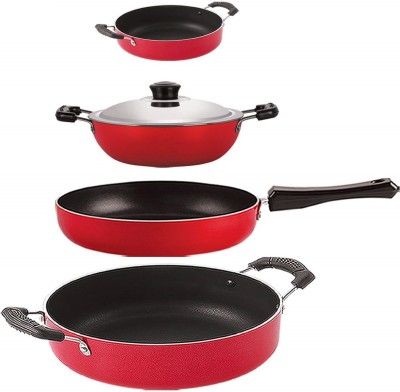 NIRLON FP12_DKD(M)_CS20_CS24 Non-Stick Coated Cookware Set(PTFE (Non-stick), Aluminium, 4 - Piece)