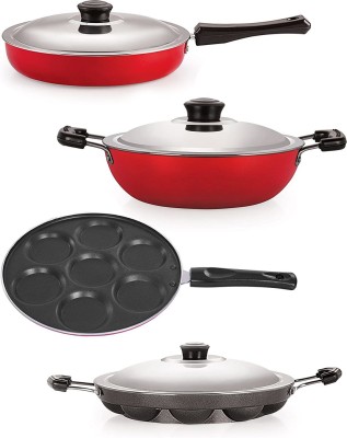 NIRLON FP12_DKD(M)_AP12_UP7________ Non-Stick Coated Cookware Set(PTFE (Non-stick), Aluminium, 4 - Piece)