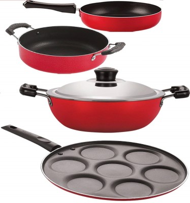 NIRLON FP12_DKD(J)_UP7_CS24 Non-Stick Coated Cookware Set(PTFE (Non-stick), Aluminium, 4 - Piece)