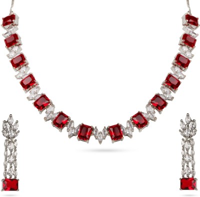 VFI Crystal, Alloy Sterling Silver Red, White Jewellery Set(Pack of 1)