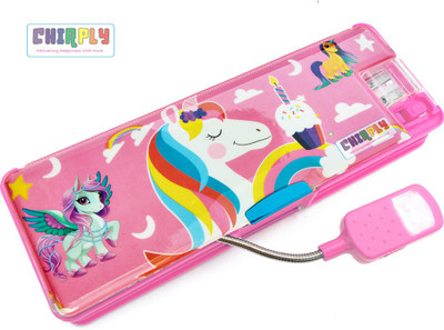 CHIRPLY Magnetic Large Size Dual Sided Pen Case for School, 2 Sharpeners, Art Craft, Birthday Gift for Kids Art Plastic Pencil Box(Set of 1, Pink)