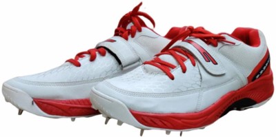 Sega Star Impact Original Reach Metal Spikes Cricket Shoes For Men(White, Red)