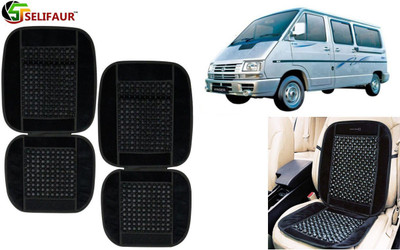 Selifaur Velvet, Wooden Bead Seating Pad For  Tata Winger(Front Seats, Back Seats, Office Chair Black)