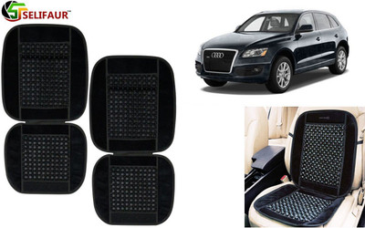 Selifaur Velvet, Wooden Bead Seating Pad For  Audi Q5(Front Seats, Back Seats, Office Chair Black)